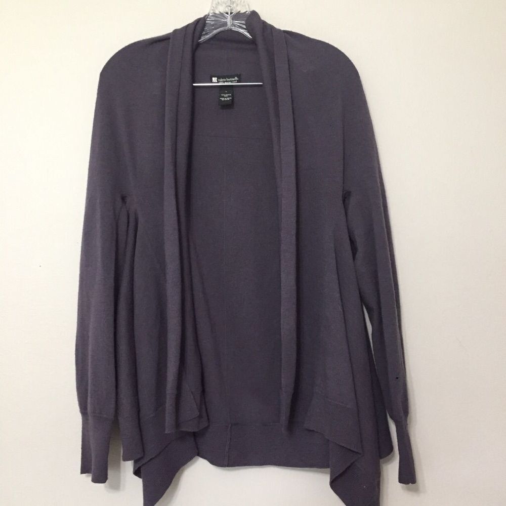 Valerie Bertinelli Women's L Large Plum Asymmetrical Wool Cardigan